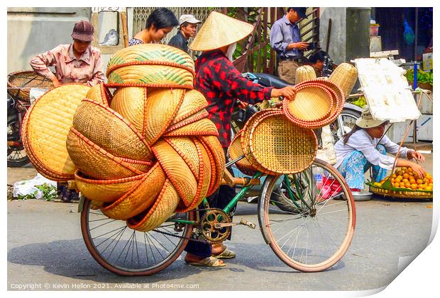 Street vendor on bicycle Print by Kevin Hellon