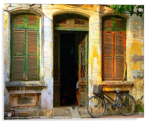 Old House in Hanoi with Bicycle Acrylic by Kevin Hellon