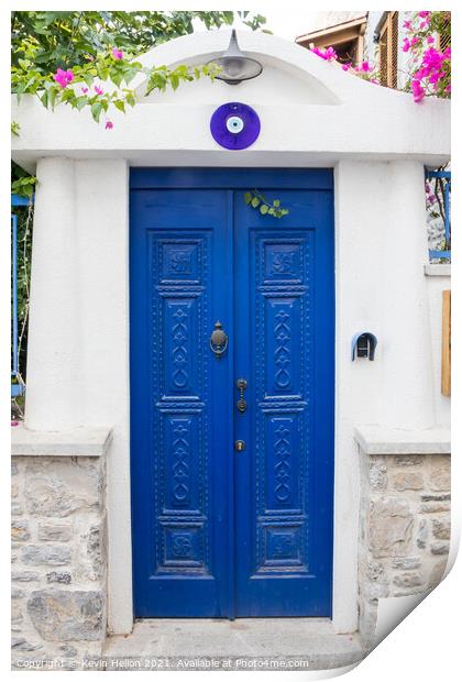 Blue door and entrance to a house  Print by Kevin Hellon
