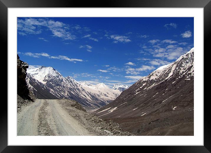 On the Road in Lahaul Valley, Himachal Pradesh, In Framed Mounted Print by Serena Bowles