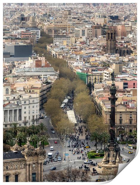 Aerial view of La Rambla of Barcelona Print by Frank Bach