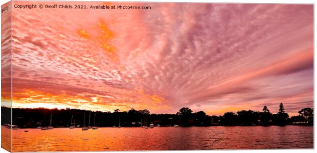 Pink Panoramic Sunrise Seascape Australia Canvas Print by Geoff Childs