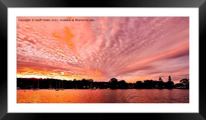 Pink Panoramic Sunrise Seascape Australia Framed Mounted Print by Geoff Childs