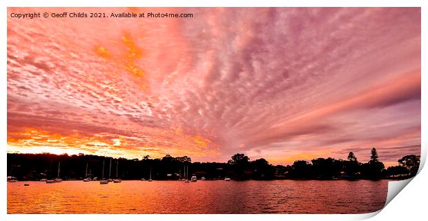Pink Panoramic Sunrise Seascape Australia Print by Geoff Childs