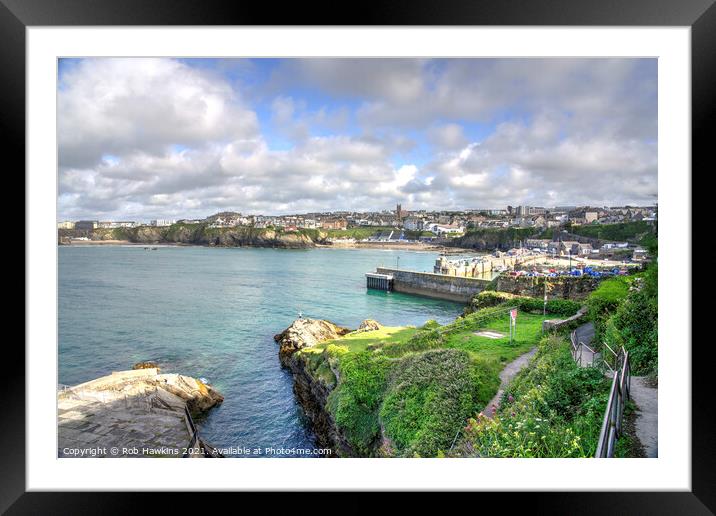 Newquay Harbour Seascape Framed Mounted Print by Rob Hawkins