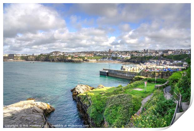 Newquay Harbour Seascape Print by Rob Hawkins
