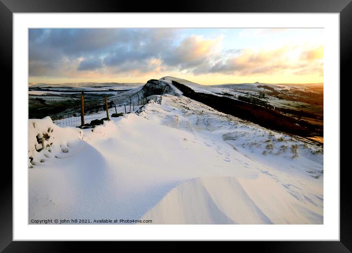 Winter at the Great Ridge in Derbyshire, UK. Framed Mounted Print by john hill