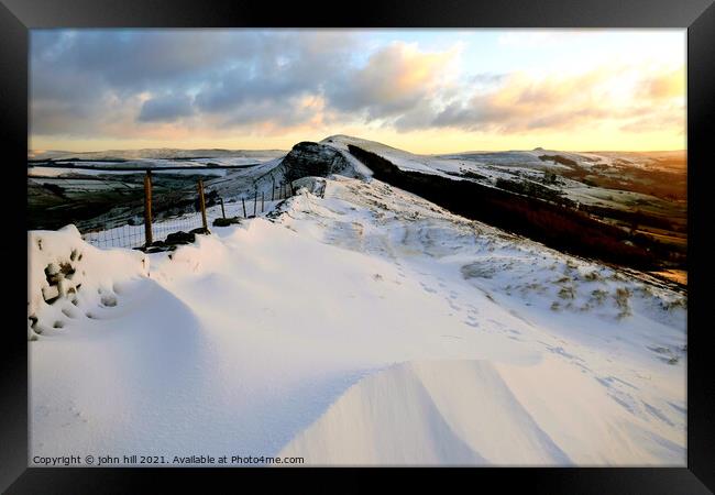 Winter at the Great Ridge in Derbyshire, UK. Framed Print by john hill