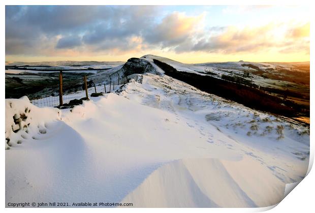 Winter at the Great Ridge in Derbyshire, UK. Print by john hill