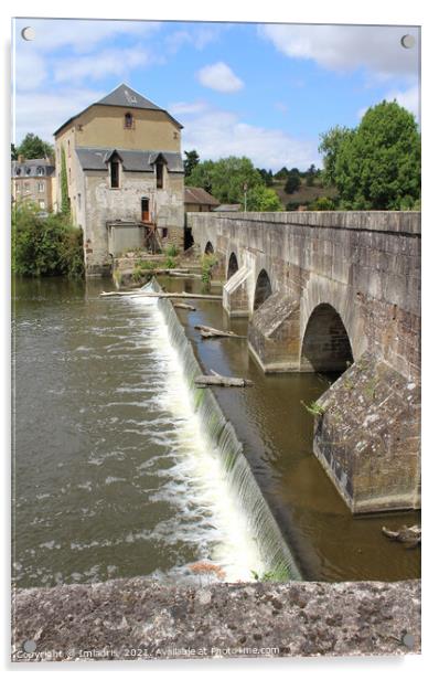 Picturesque Bridge, Fresnay-sur-Sarthe, France Acrylic by Imladris 