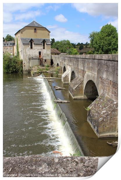 Picturesque Bridge, Fresnay-sur-Sarthe, France Print by Imladris 