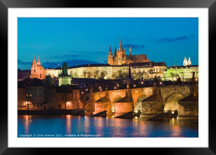 Charles Bridge & Vltava River Prague Czech Republi Framed Mounted Print by Chris Warren