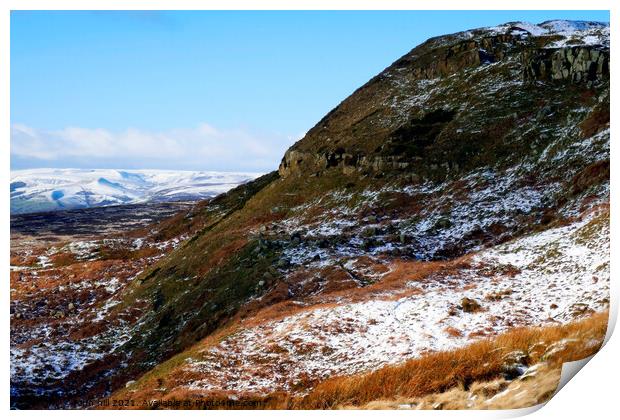 Peak district in Winter at Derbyshire. Print by john hill