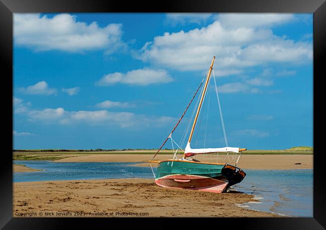 Yacht on Torridge Estuary sands North Devon Framed Print by Nick Jenkins