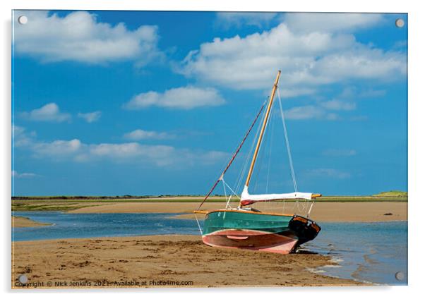 Yacht on Torridge Estuary sands North Devon Acrylic by Nick Jenkins
