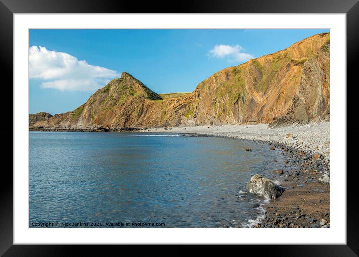 Curved Beach at Spekes Mill Mouth on the North Dev Framed Mounted Print by Nick Jenkins