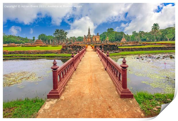 Sukhothai Historical Park Thailand Print by Adrian Evans