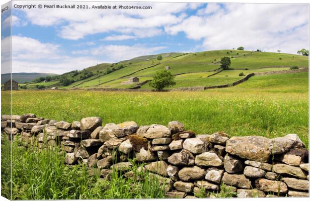 Wall in Swaledale Countryside, Yorkshire Dales Canvas Print by Pearl Bucknall