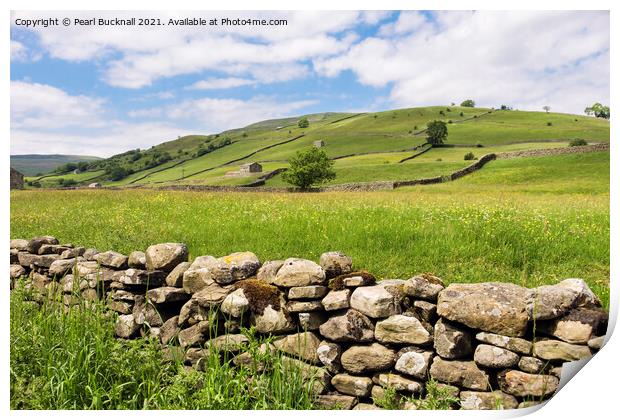 Wall in Swaledale Countryside, Yorkshire Dales Print by Pearl Bucknall