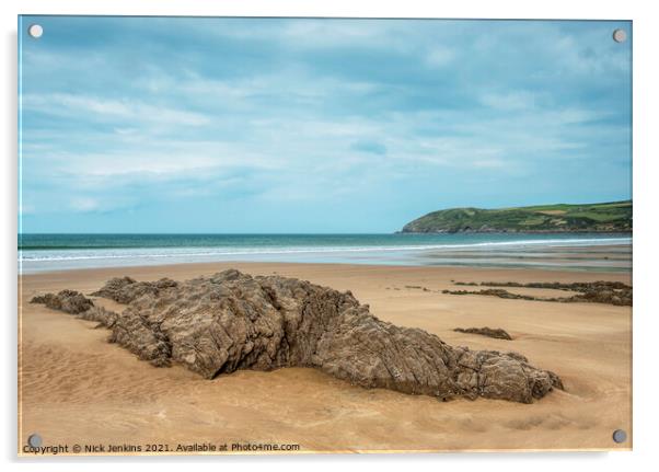 Croyde Bay on the North Devon Coast in September  Acrylic by Nick Jenkins