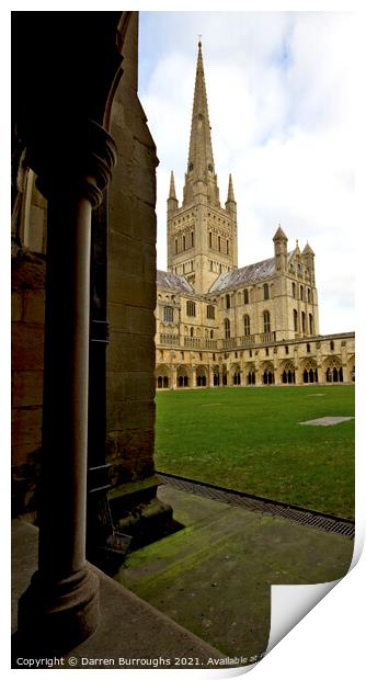 Norwich cathedral Print by Darren Burroughs