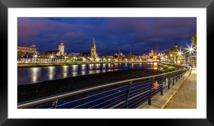 Inverness at Night Framed Mounted Print by John Frid