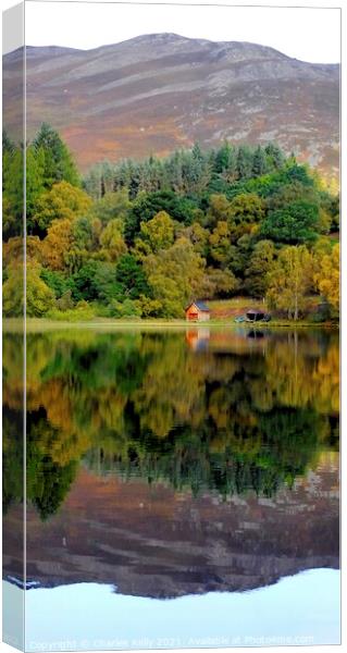 Reflections on Loch Alvie Canvas Print by Charles Kelly