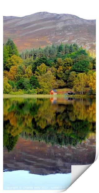 Reflections on Loch Alvie Print by Charles Kelly