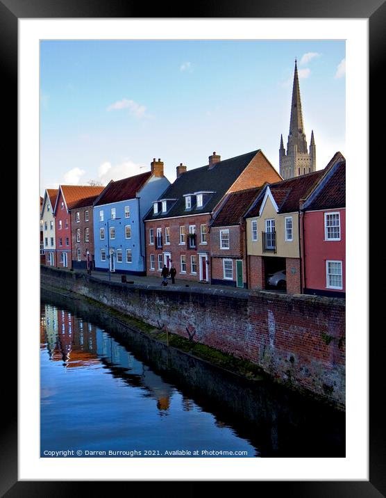 Norwich Riverside. Quay and Cathedral Framed Mounted Print by Darren Burroughs