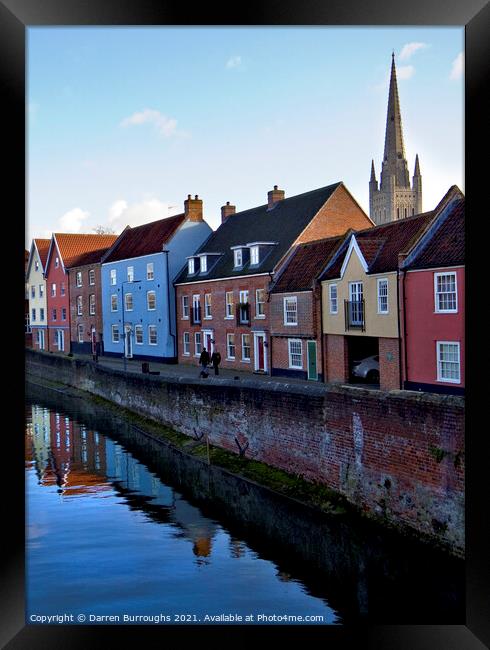Norwich Riverside. Quay and Cathedral Framed Print by Darren Burroughs