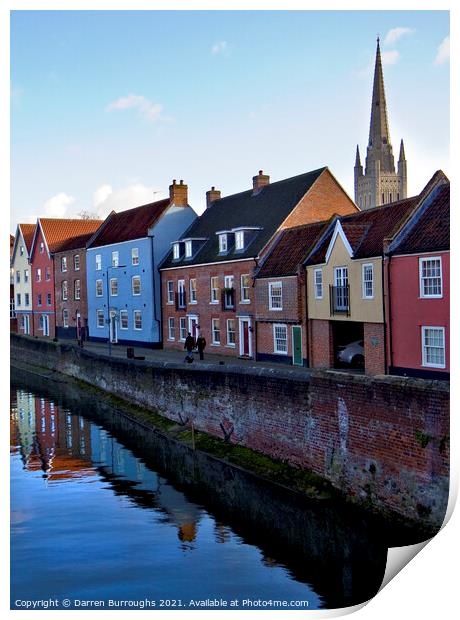 Norwich Riverside. Quay and Cathedral Print by Darren Burroughs