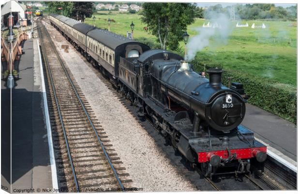 Steam Locomotive 3850 resting at Williton Station  Canvas Print by Nick Jenkins