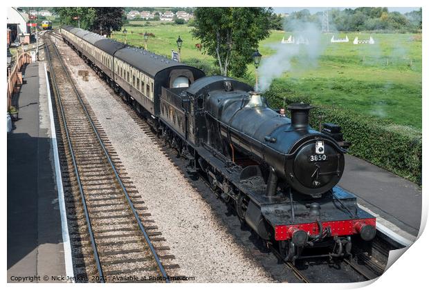 Steam Locomotive 3850 resting at Williton Station  Print by Nick Jenkins