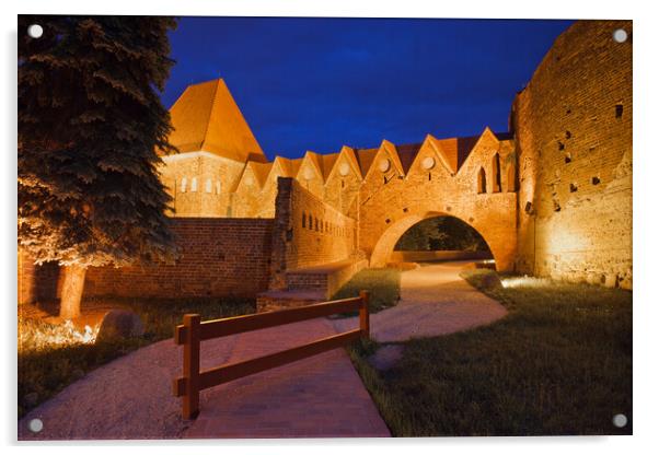 Teutonic Knights Castle at Night in Torun Acrylic by Artur Bogacki