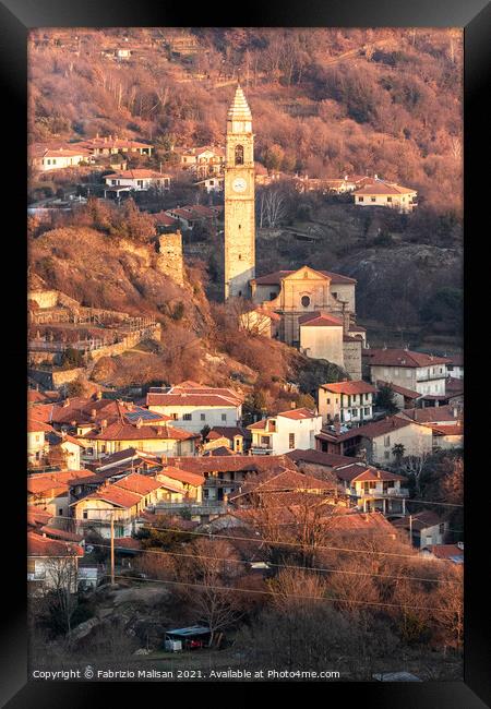 Afternoon sunlight over the village town and churc Framed Print by Fabrizio Malisan