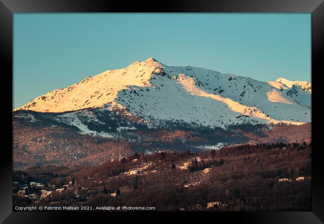 Afternoon winter sun light over Mombarone mountain Framed Print by Fabrizio Malisan