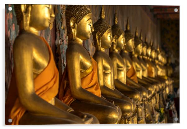 golden Buddha Statues Acrylic by peter schickert