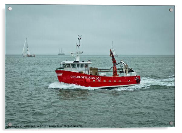 'Charlotte Joan' cockle fishing boat off Southend on Sea, Essex, UK. Acrylic by Peter Bolton