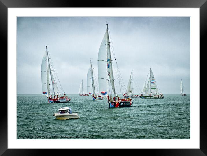 Start of the Round the World Clipper Race 2019-20 at Southend on Sea, Essex, UK. Framed Mounted Print by Peter Bolton
