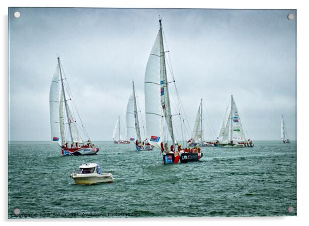 Start of the Round the World Clipper Race 2019-20 at Southend on Sea, Essex, UK. Acrylic by Peter Bolton