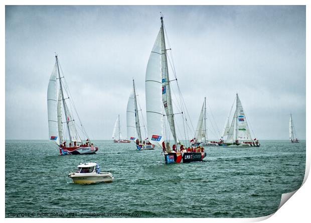 Start of the Round the World Clipper Race 2019-20 at Southend on Sea, Essex, UK. Print by Peter Bolton