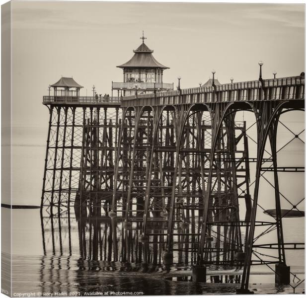 Sepia image of Clevedon Pier Canvas Print by Rory Hailes