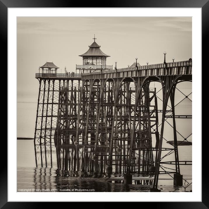 Sepia image of Clevedon Pier Framed Mounted Print by Rory Hailes