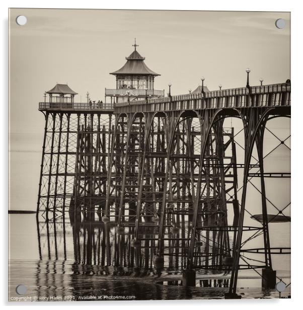 Sepia image of Clevedon Pier Acrylic by Rory Hailes
