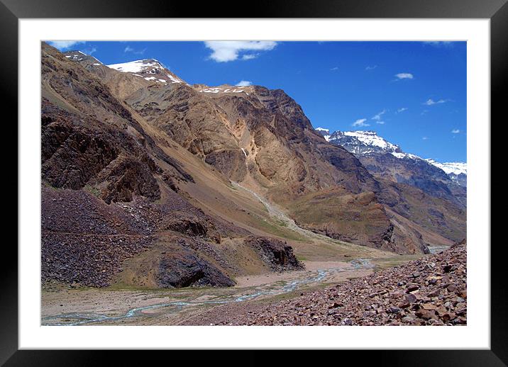 Spiti River in the Spiti Valley Framed Mounted Print by Serena Bowles