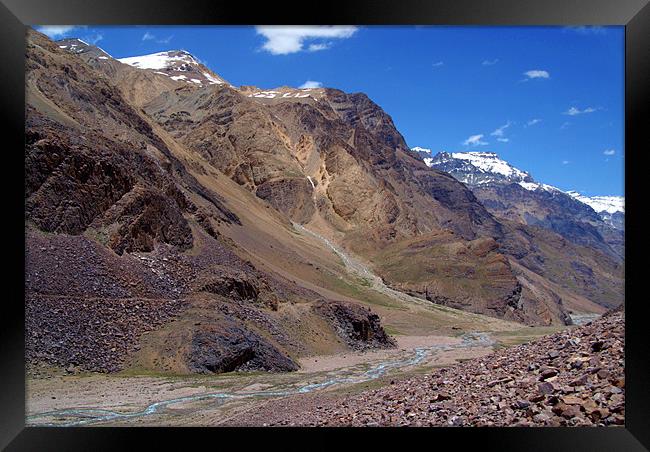 Spiti River in the Spiti Valley Framed Print by Serena Bowles