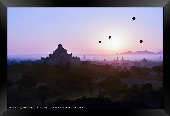 Bagan at Dawn Framed Print by Graham Prentice