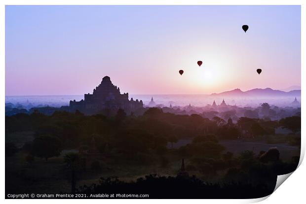 Bagan at Dawn Print by Graham Prentice