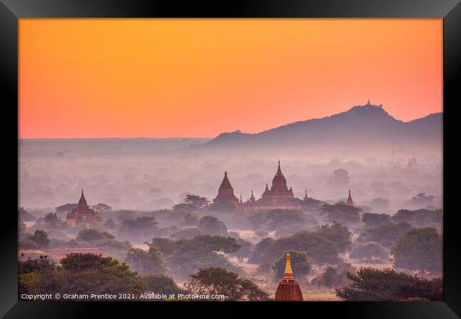 Dawn Over Old Bagan Framed Print by Graham Prentice