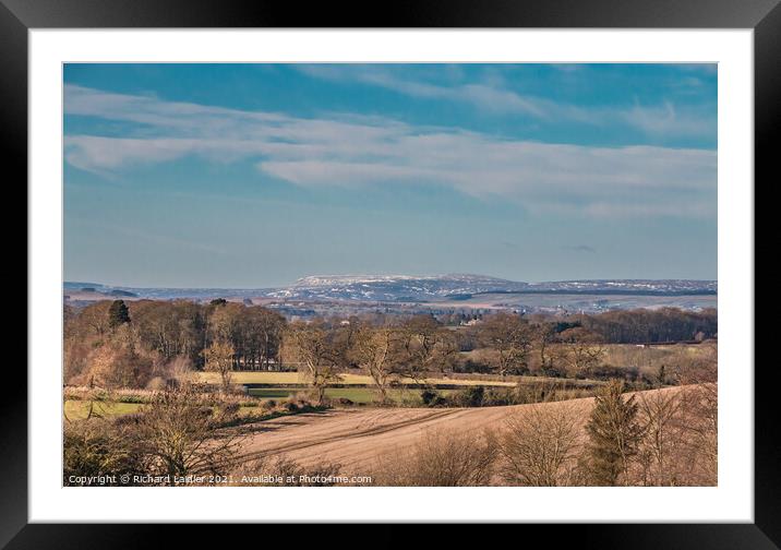 Snowy Cross Fell from Wycliffe, Teesdale Framed Mounted Print by Richard Laidler